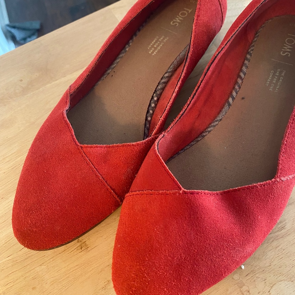 TOMS Red Flats Size 10